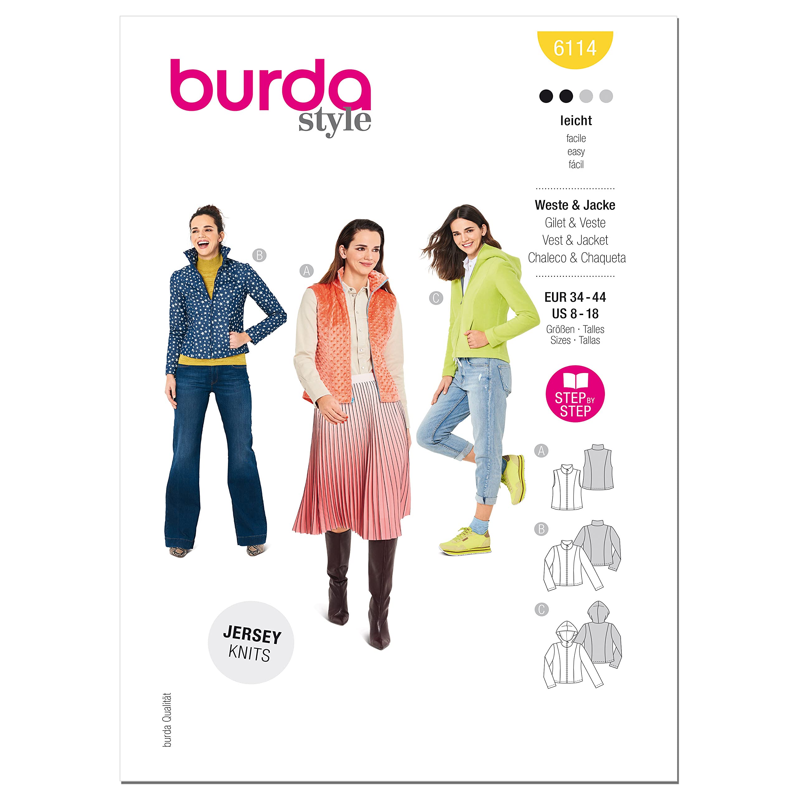 burda-style-6114-schnittmuster-damen-weste-jacke-gr-36-46 image 1