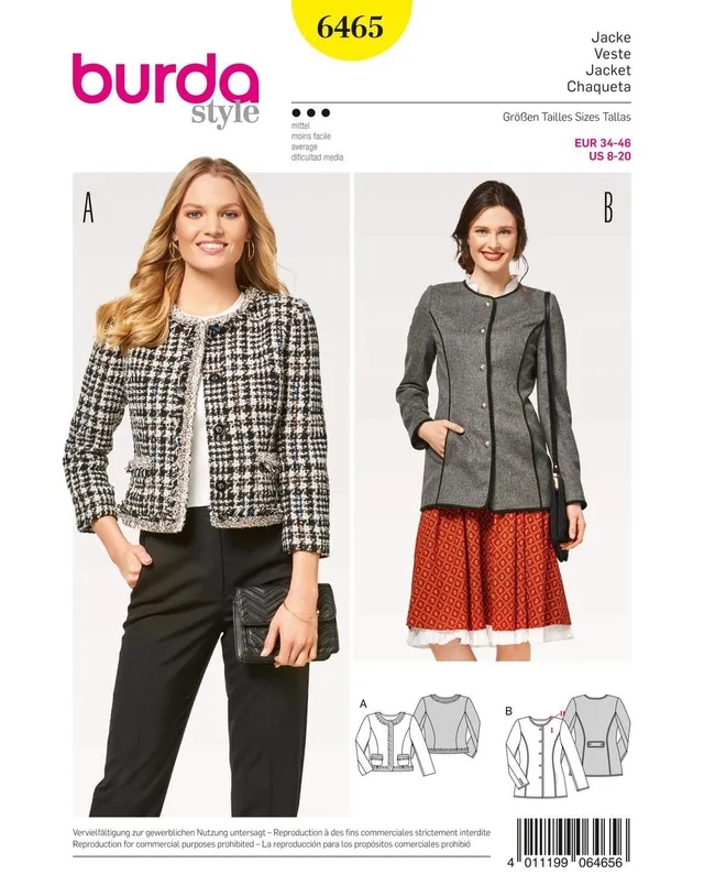 burda-style-schnittmuster-6465-damen-jacke-gr-34-46 image 1