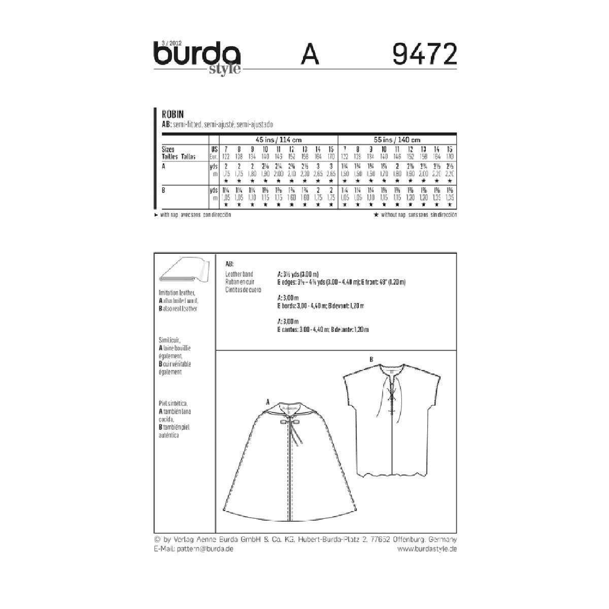 burda-b9472-robin-hood-umhang-mit-kapuze-historisches-schnittmuster-gr-122-170 image 2