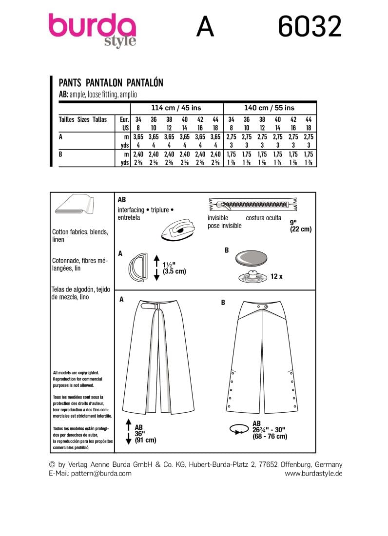 burda-style-6032-papierschnittmuster-damen-hose-mit-weitem-bein-gr-34-44 image 8