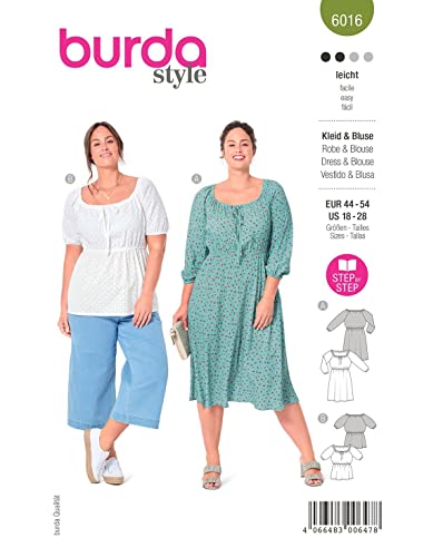 burda-style-katalog-schnittmuster-6016-bluse-und-blusenkleid-midi-damen-44-54 image 2