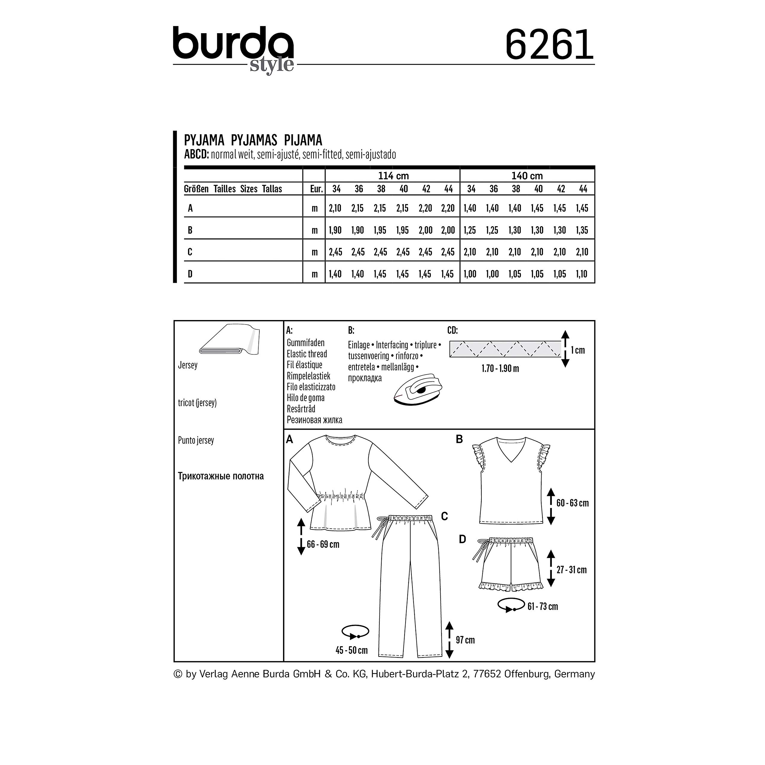 burda-style-schnittmuster-6261-damen-pyjama-set-mit-shirt-und-hose-gr-34-44 image 2