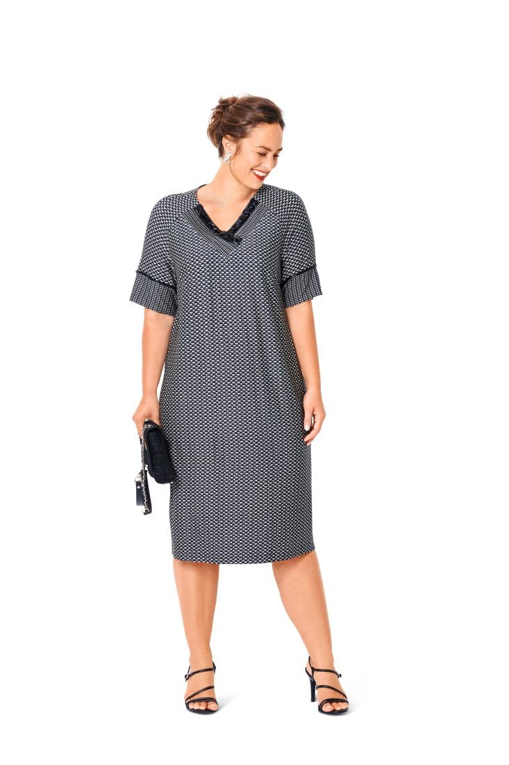 burda-style-schnittmuster-6018-kurzarm-midikleid-und-bluse-mit-zier-ausschnitt-d image 7