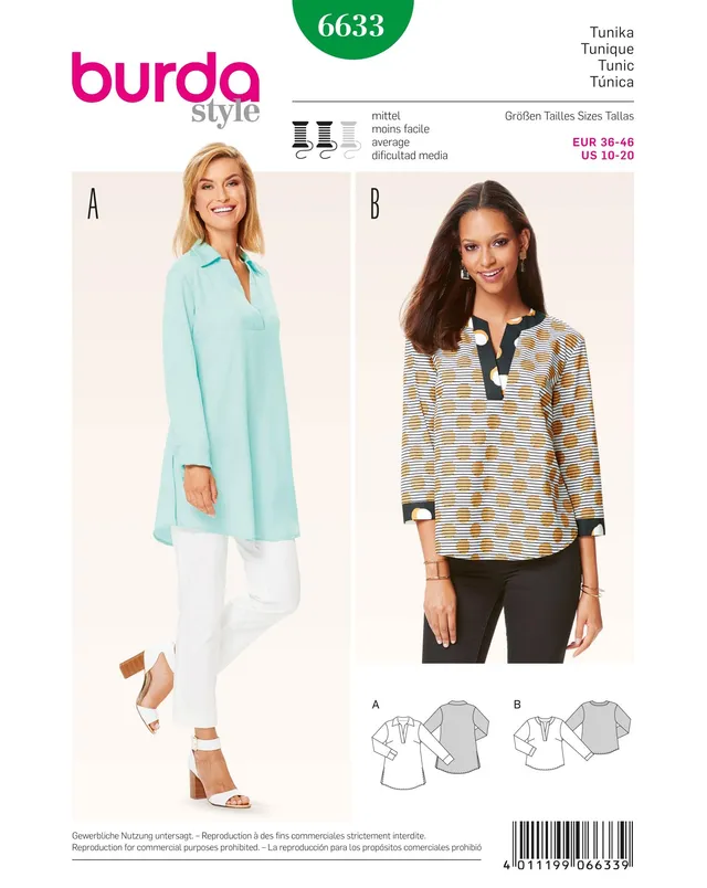 burda-style-schnittmuster-damen-tunika-6633-gr-36-46-papierschnittmuster image 1