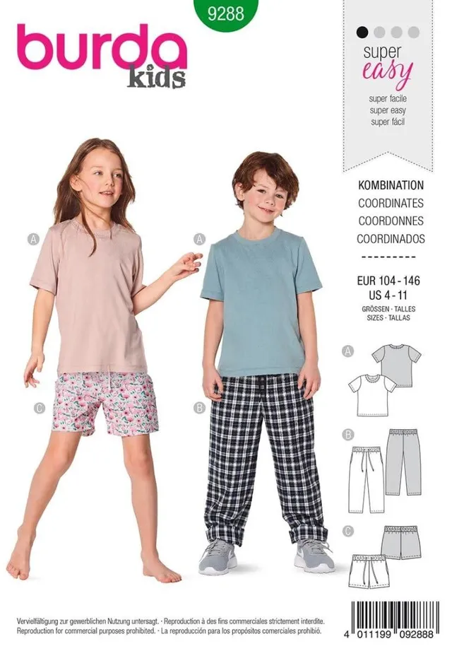 burda-style-schnittmuster-9288-m-dchen-kinder-t-shirts-und-hosen-short-und-lang- image 1