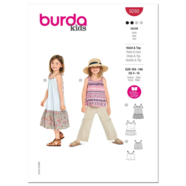 burda-style-b9280-schnittmuster-kinder-top-und-kleid-gr-104-146 image 1