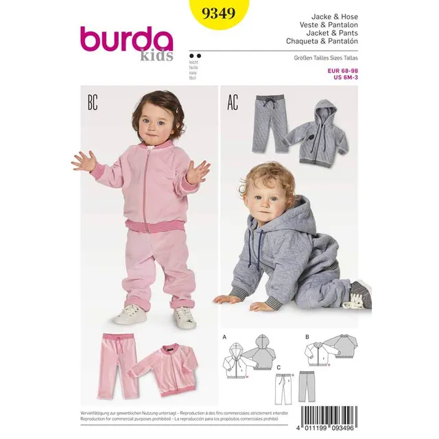 burda-kids-9349-schnittmuster-kinder-jacke-hose-trainingsanzug-gr-6m-3y image 1