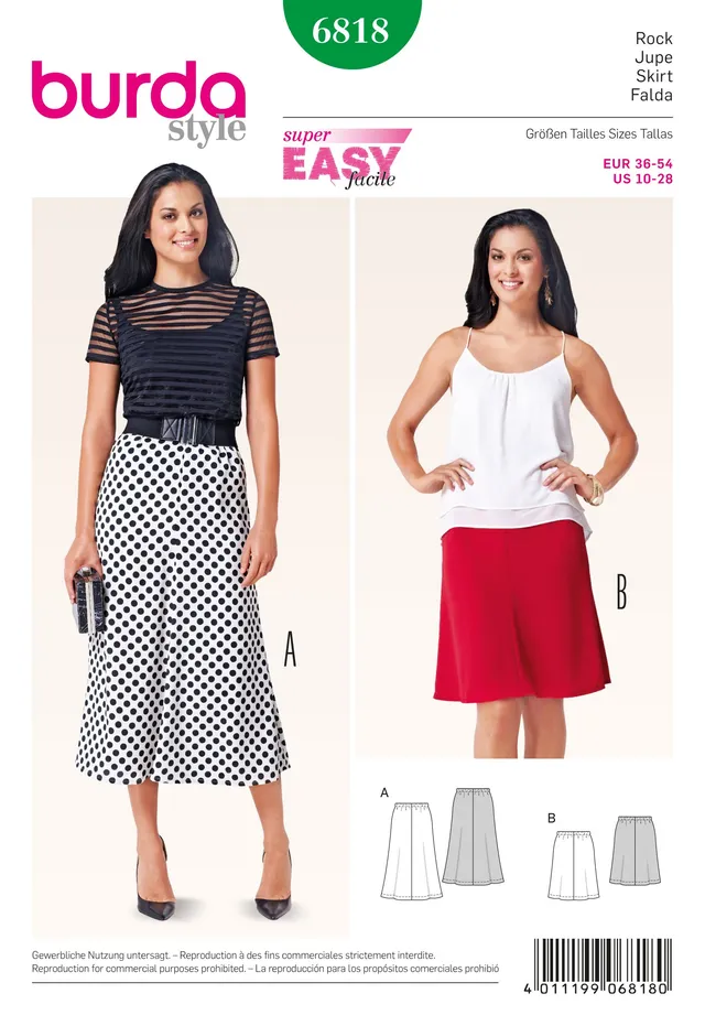 burda-style-schnittmuster-6818-damen-bahnenrock-mit-gummizug-gr-36-54-2-l-ngen image 1