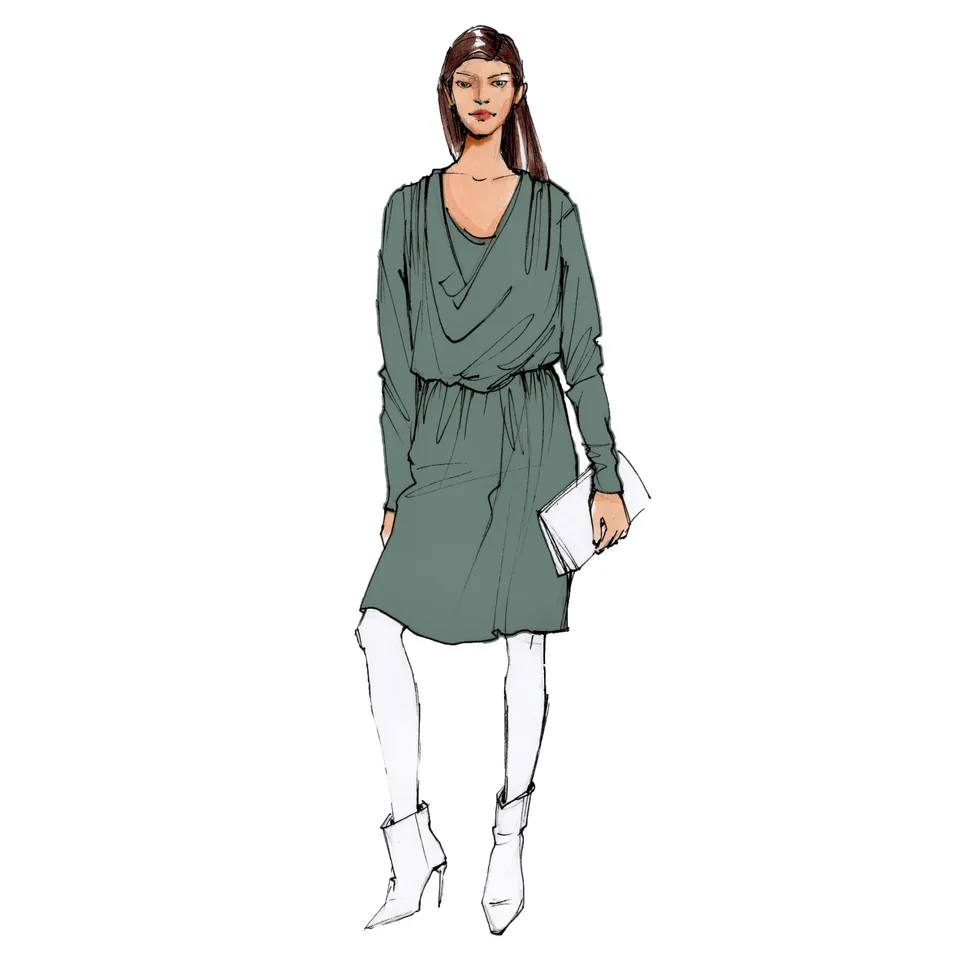 schnittmuster-berlin-premium-jerseykleid-jana-asymmetrisches-anlasskleid-mit-fal image 1
