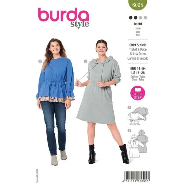 burda-style-b6095-schnittmuster-shirt-und-kleid-damen-gr-44-54-papierschnittmust image 1