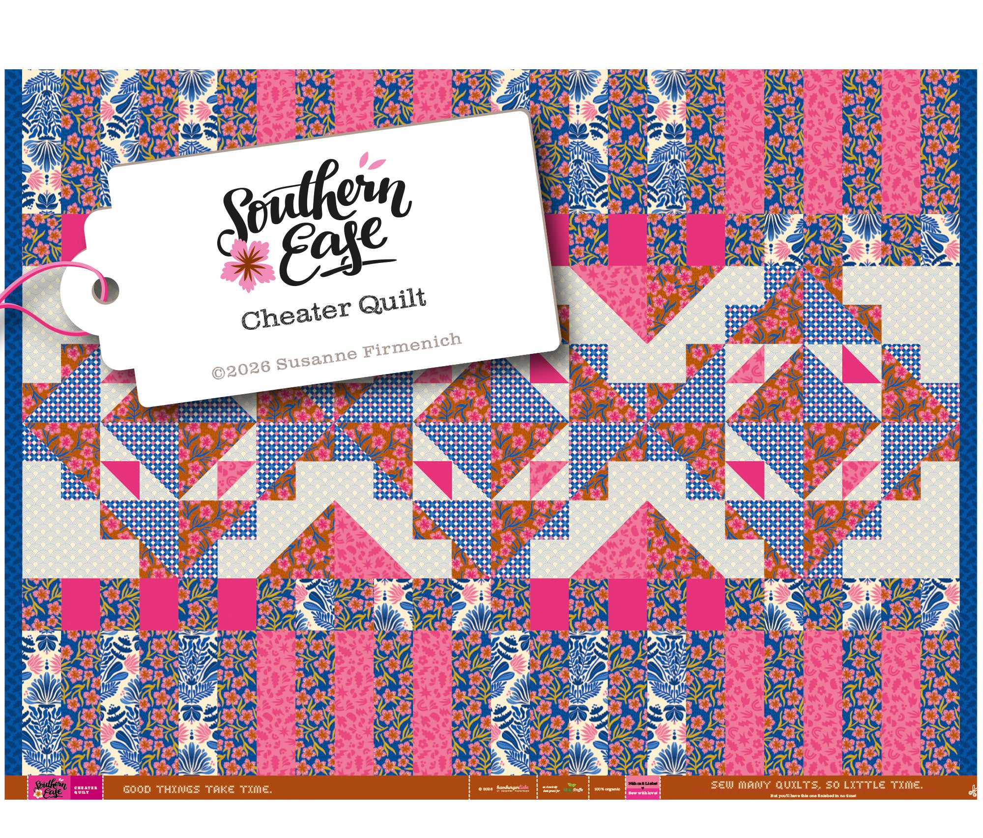 albstoffe-southern-ease-cheater-quilt-blau-popeline-panel image 1
