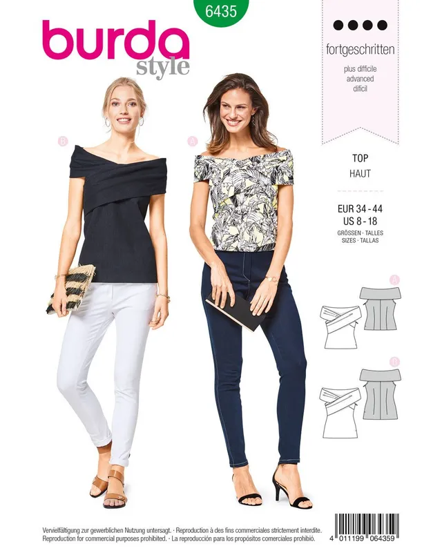 burda-style-6435-schnittmuster-damen-top-gr-34-44 image 1