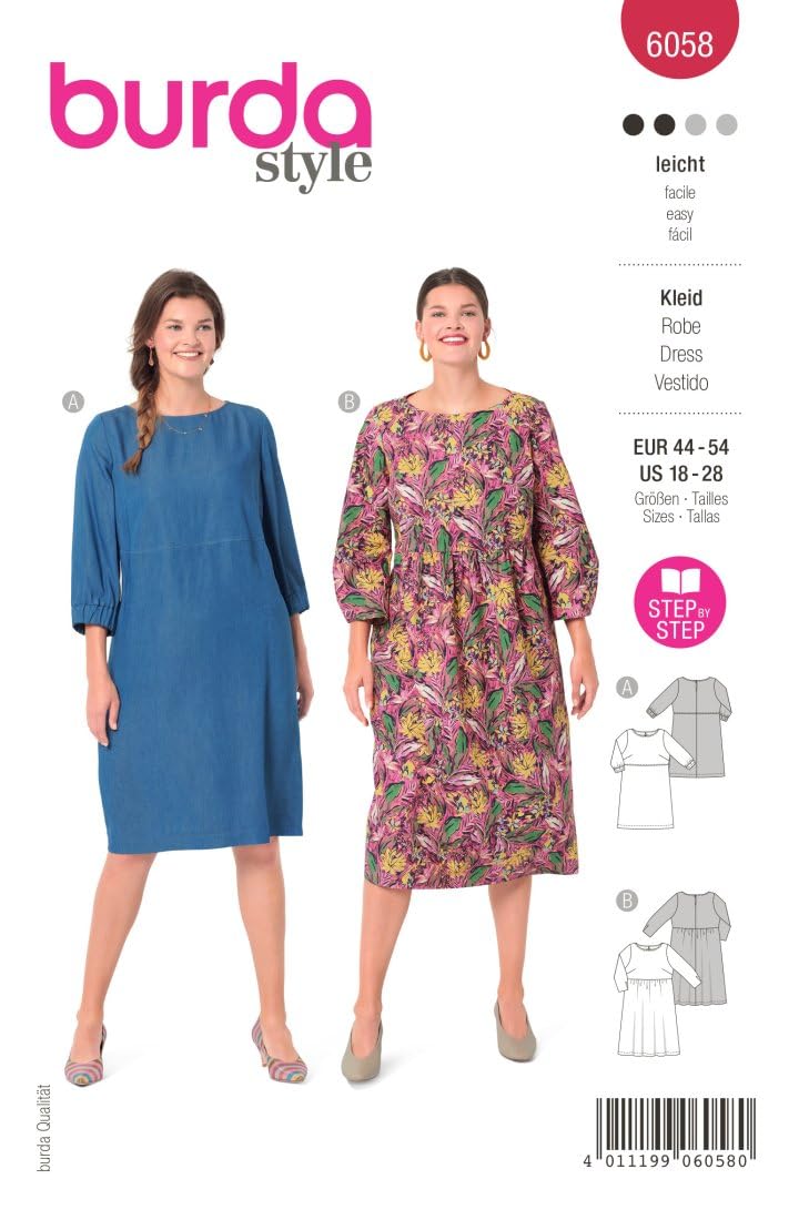 burda-style-b6058-schnittmuster-kleid-mit-rundhals-gr-44-54 image 1