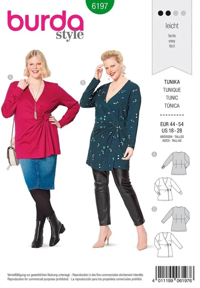 burda-style-6197-schnittmuster-tunika-damen-gr-44-54-level-2-leicht image 1