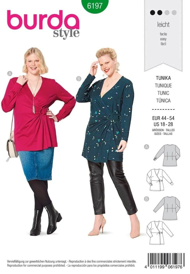 burda-style-6197-schnittmuster-tunika-damen-gr-44-54-level-2-leicht image 1