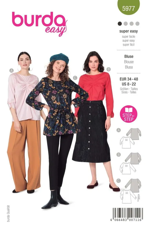 burda-style-5977-schnittmuster-bluse-damen-gr-34-48-level-1 image 1