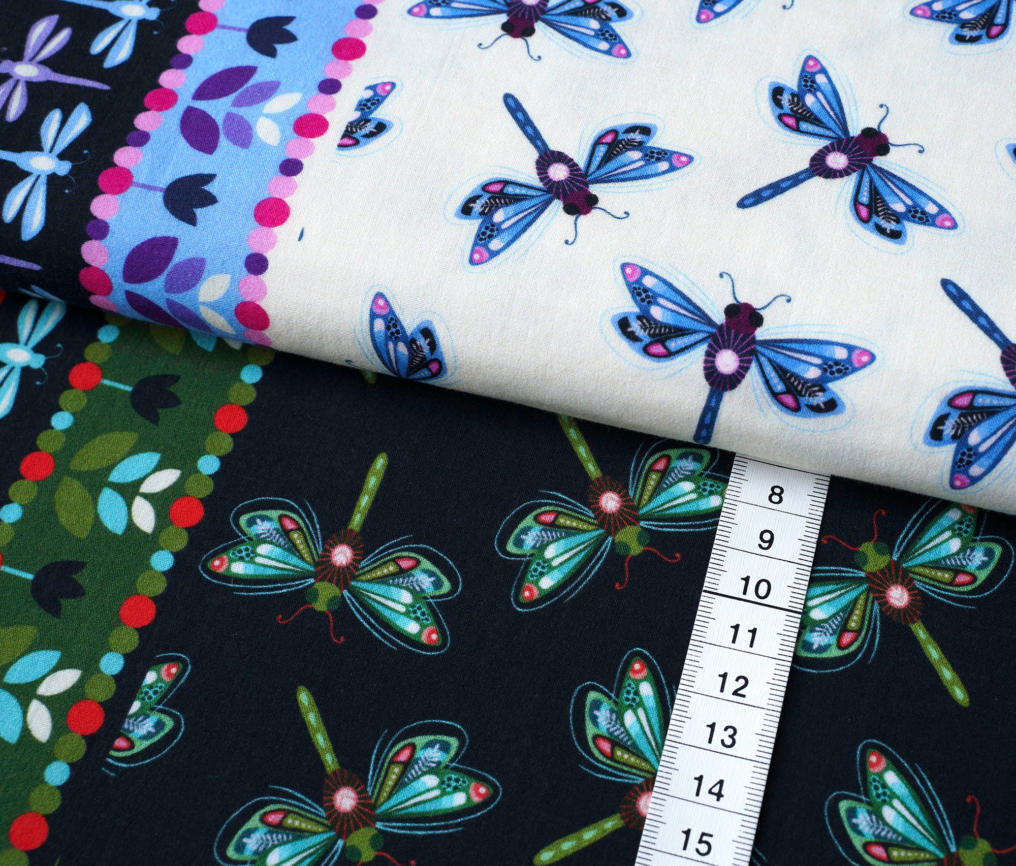 albstoffe-beetles-bugs-dragonfly-double-gauze-musselin-meterware image 2