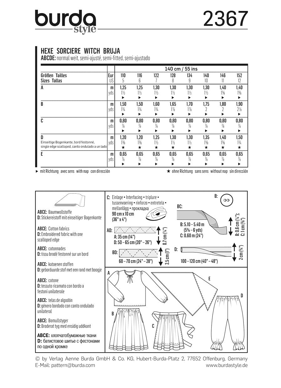 burda-style-2367-m-dchen-hexen-kost-m-schnittmuster-gr-110-152 image 3