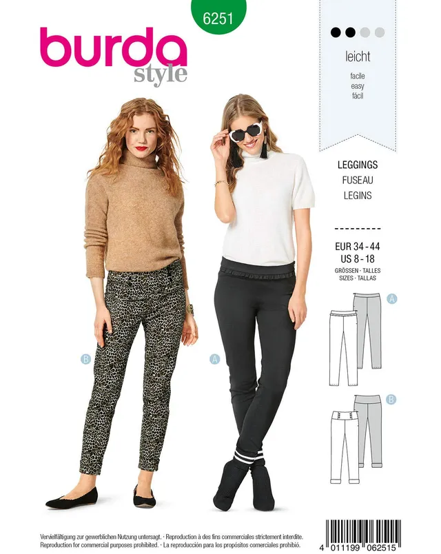 burda-style-6251-schnittmuster-damen-leggings-mit-rei-verschluss-gr-34-44 image 1