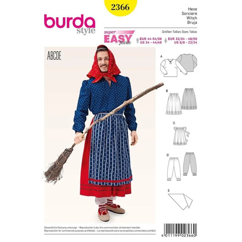 burda-style-schnittmuster-2366-herren-hexen-kost-m-gr-44-56-partnermodell image 1