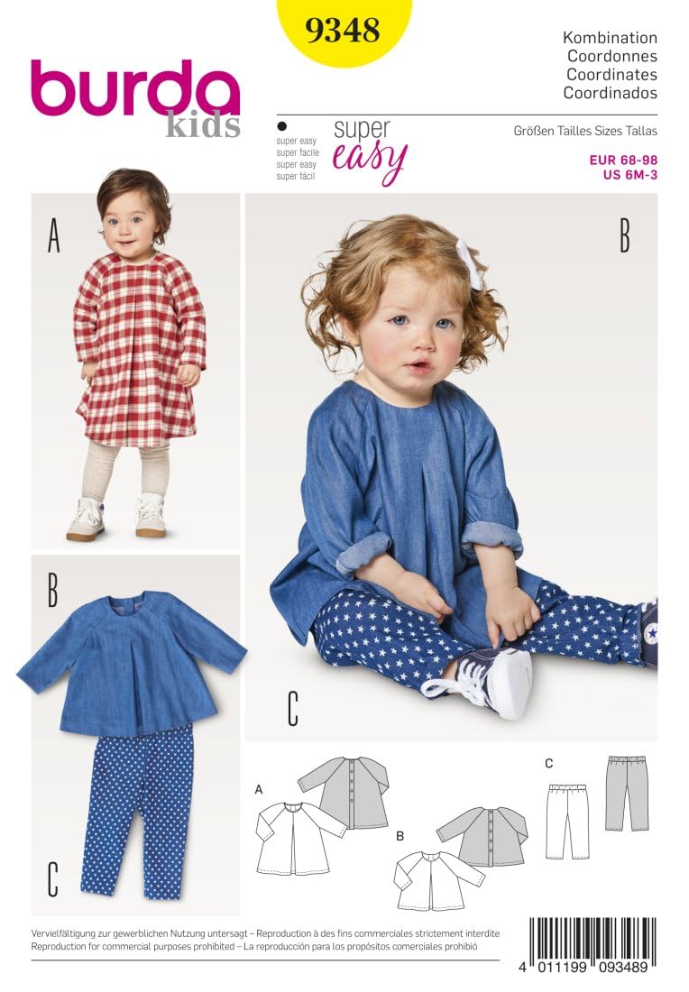 burda-kids-9348-schnittmuster-kinder-kleid-bluse-hose-gr-6m-3y image 1