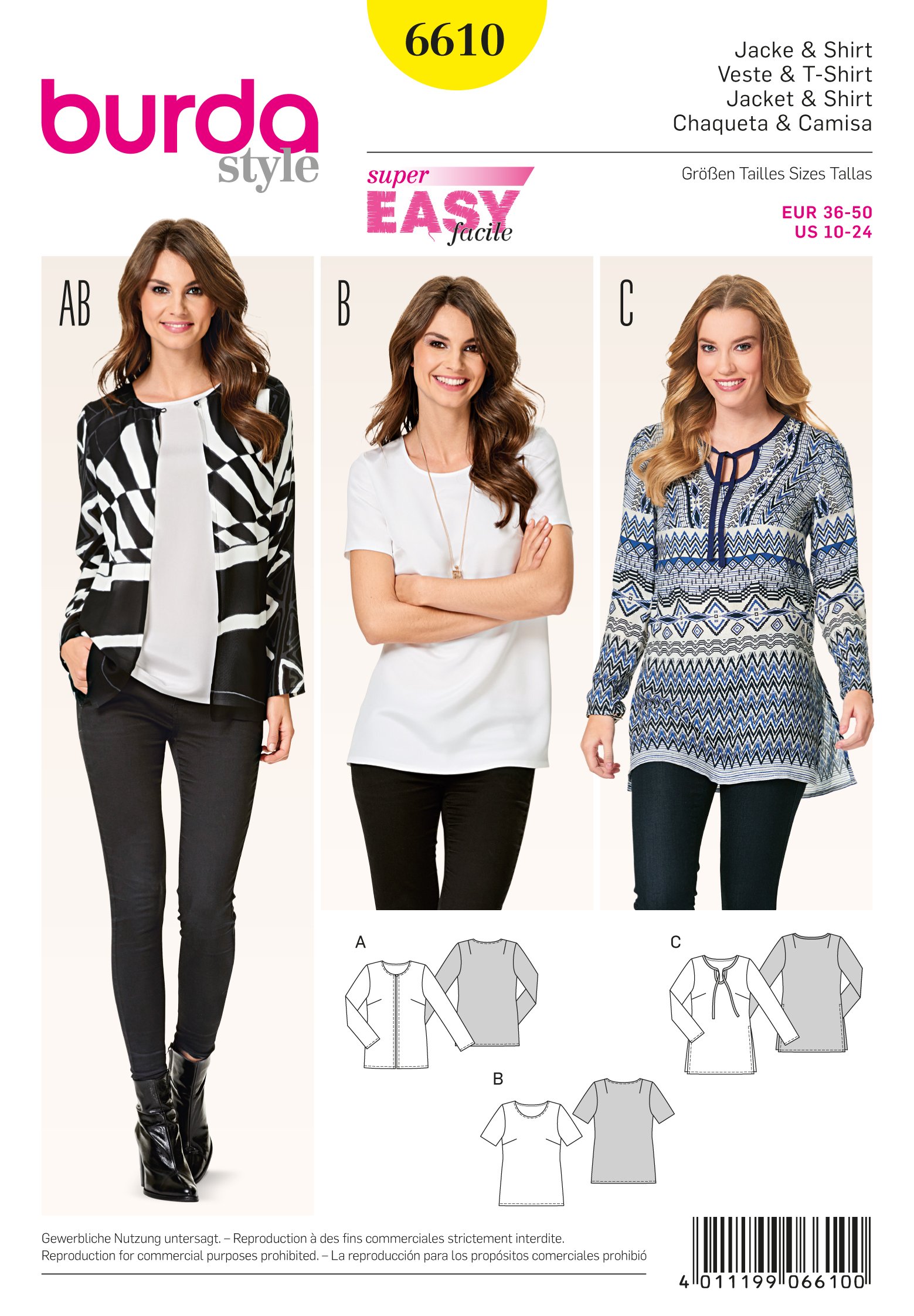 burda-easy-schnittmuster-6610-damen-jacke-und-shirt-gr-36-50 image 1
