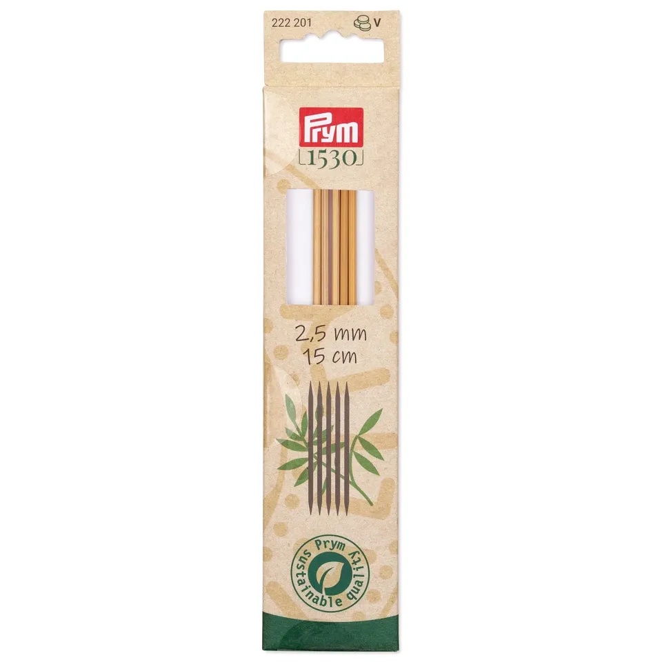prym-222201-strumpfstricknadeln-prym-1530-bambus-15-cm-2-5-mm-holzfarben image 1