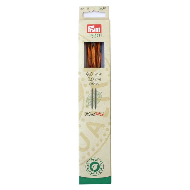 prym-224168-strumpfstricknadeln-cubics-natural-20-cm-6-00-mm-holz-eckig image 1