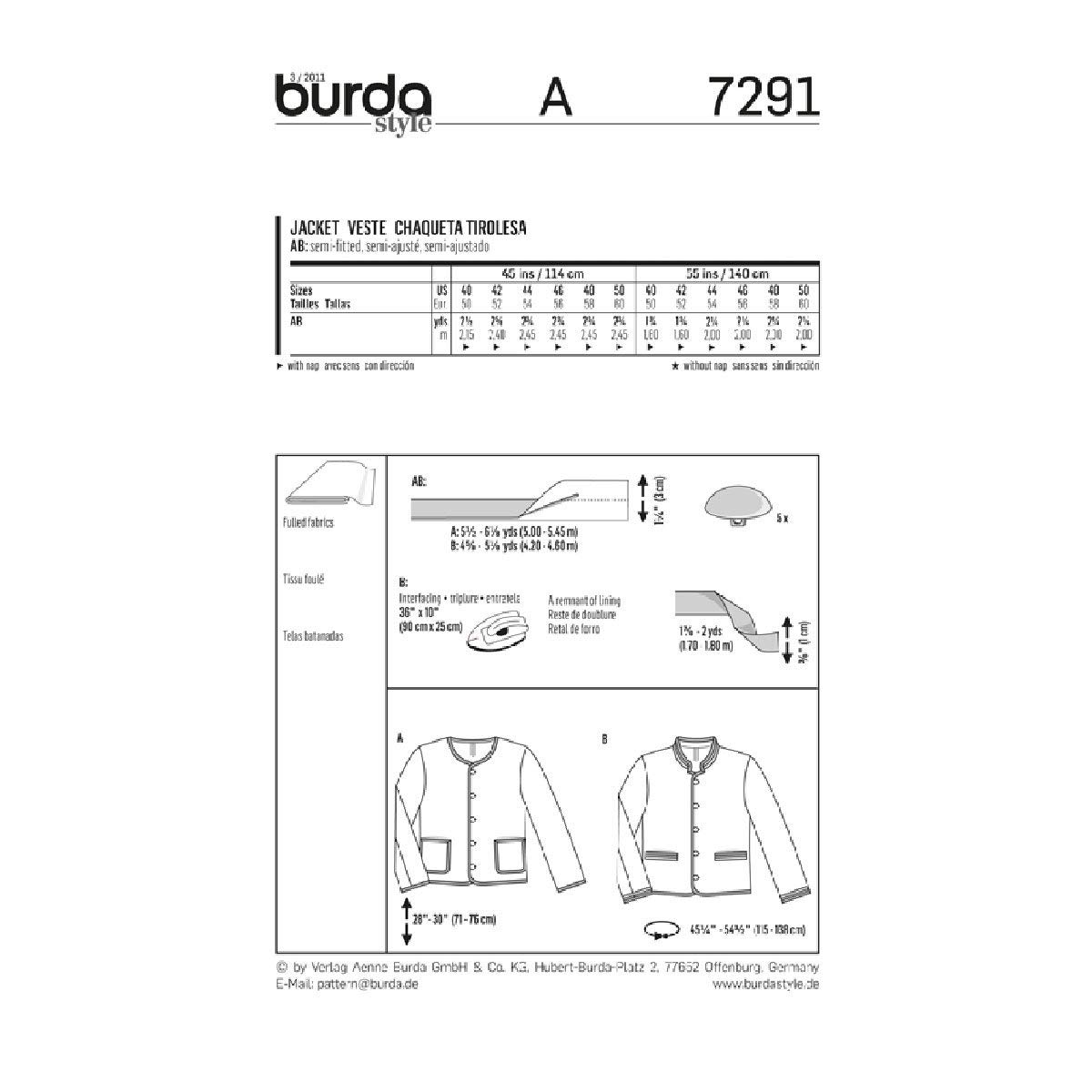 burda-style-schnittmuster-7291-herren-trachten-janker-gr-50-60-papierschnitt image 3