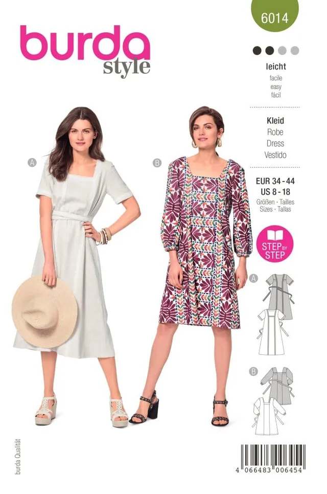 burda-style-schnittmuster-6014-sommerliche-tunikakleider-midi-mit-bindeband-dame image 1