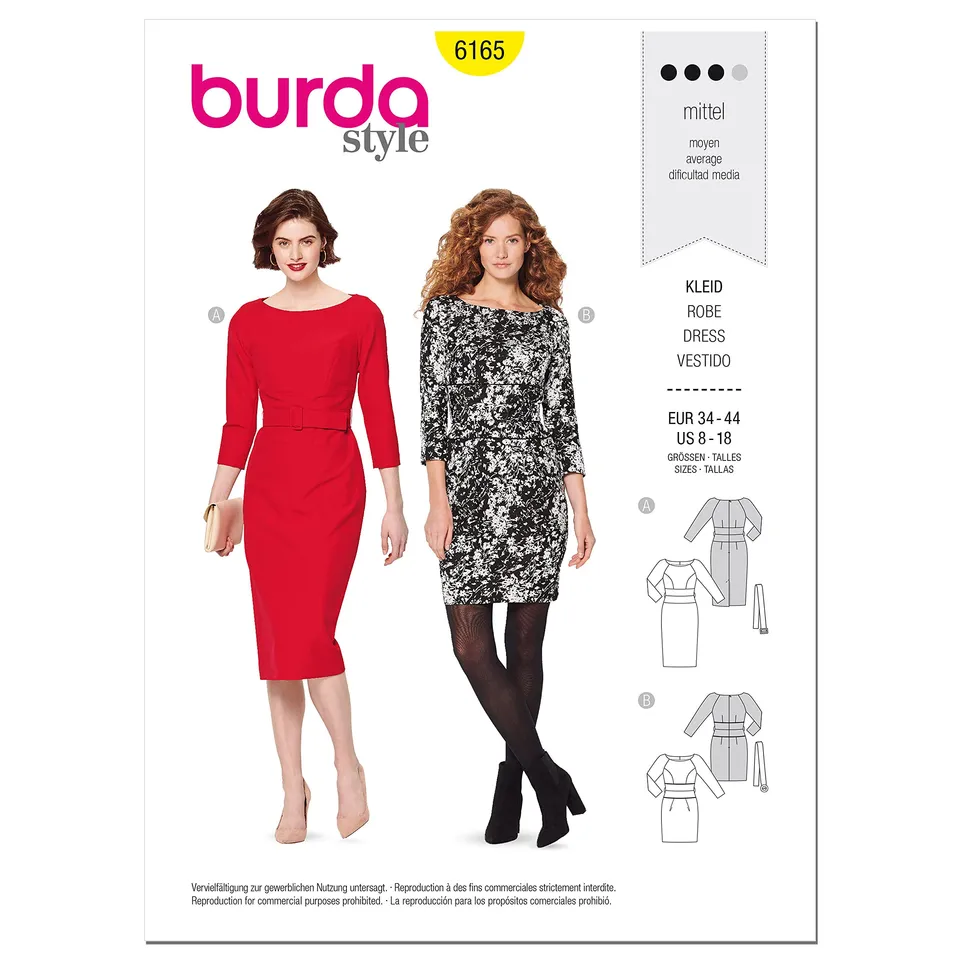 burda-style-schnittmuster-set-kleid-damen-gr-34-44-mit-raglan-rmel image 1
