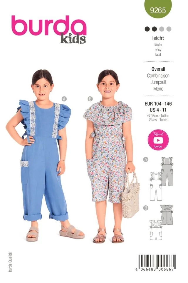 burda-style-schnittmuster-9265-overall-mit-r-schen-kinder-gr-104-146 image 1
