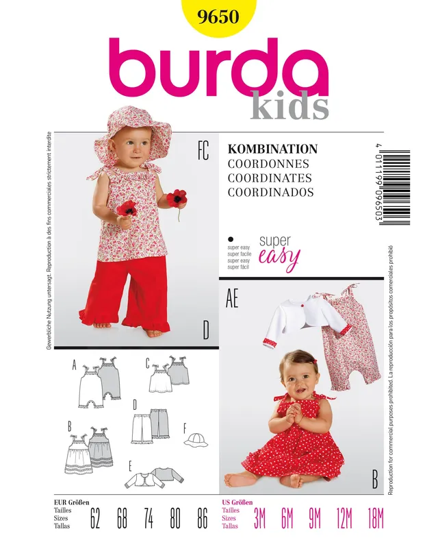 burda-style-9650-schnittmuster-baby-kombination-overall-tr-gerkleid-hose-gr-62-8 image 1