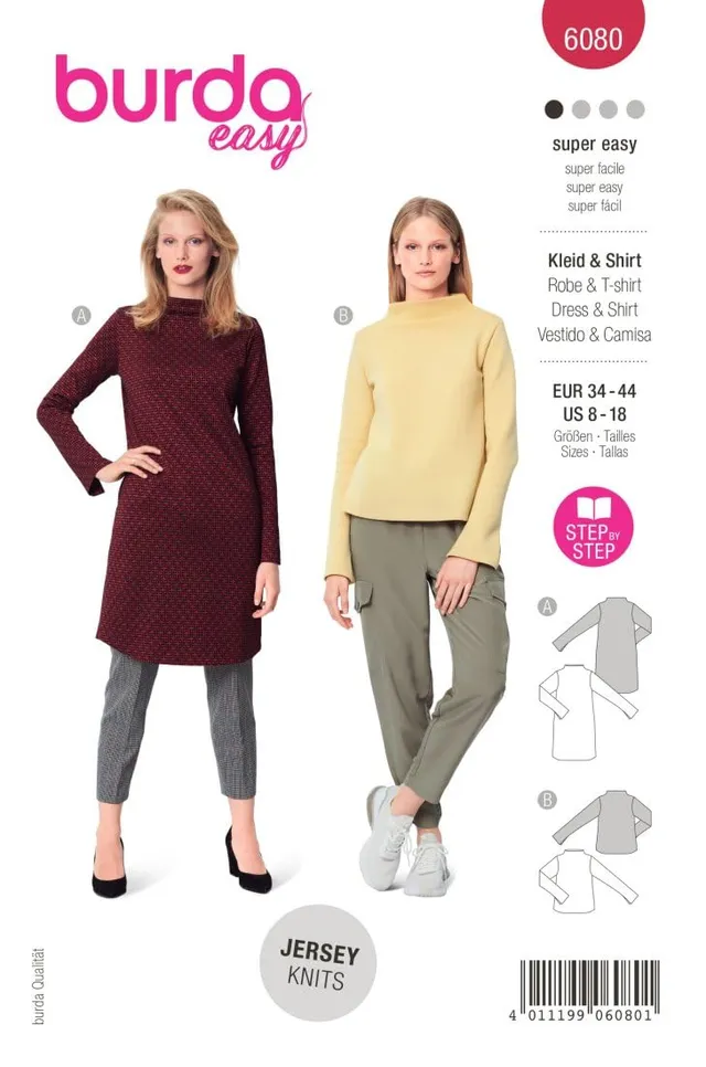 burda-style-b6080-damen-kleid-und-top-papierschnittmuster image 1