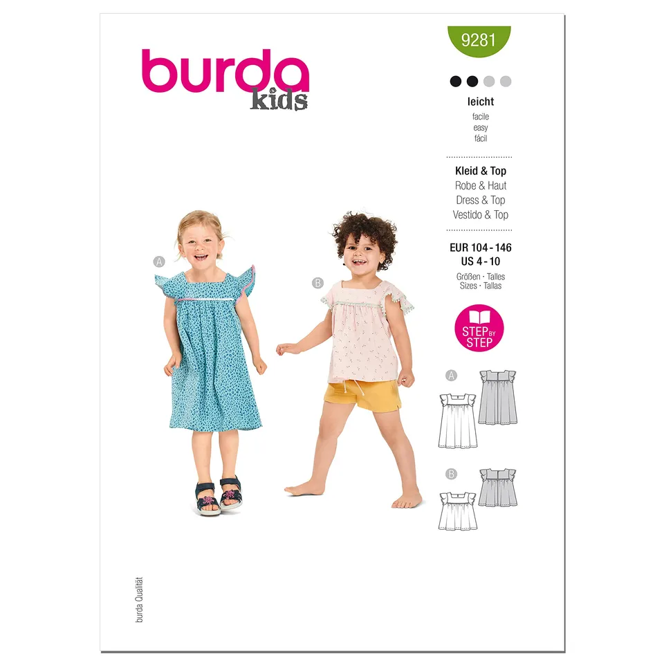 burda-style-9281-schnittmuster-kleid-und-top-kids-gr-104-146 image 1